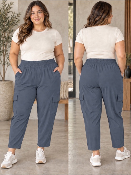 Old Navy Pants - Old Navy SleekTech Go Dry Plus Size Cargo Pants in Slate Blue